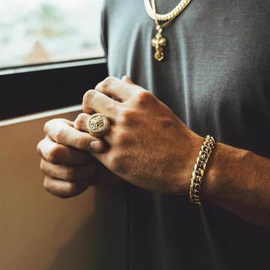 Cuban Link Chain Bracelet 24k Real Gold Plated 1739193263933-2 Mens Bracelets