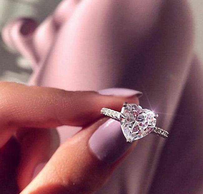 Ins best selling inlaid AAA zircon heart-shaped ring wish new European and American engagement party ring jewelry 2737158320787 Print Material