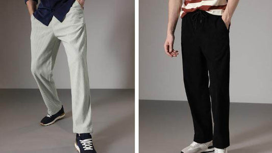 Combo of 2 Men's Caudray Fabric Stylish Pants ksqrf7-20-comfortable-mens-stylish-pants-striped-black