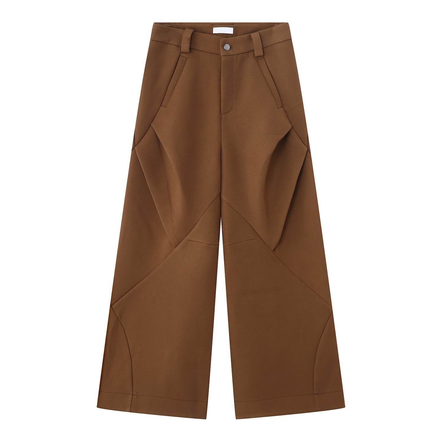 Coffee Color Pants American Retro High Street Double-headed Zipper Casual Pants 09d9969c-38fd-4db5-80c6-32f018ed57cf Print Material