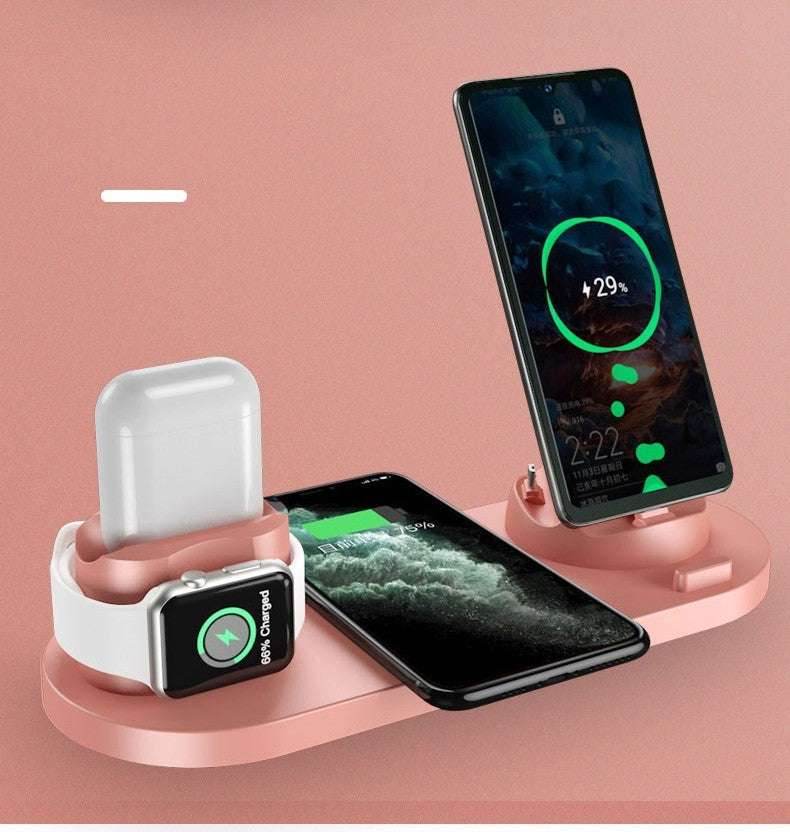 Pink Six-in-one wireless charger for mobile phones 1079890840008-_7 Print Material