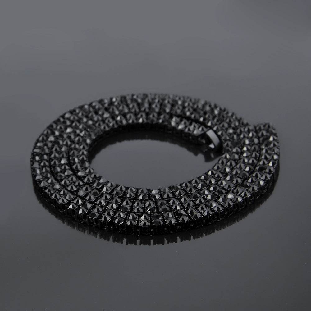 Black Alloy Diamond 2 Row Hip Hop Necklace 1217782130509 Print Material