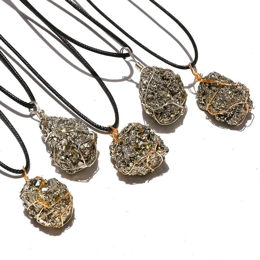 Cross-border Natural Crystal Pyrite Rough Stone Winding Pendant Copper Wire 12a45439-3689-468e-8655-7f184accb72c-_5
