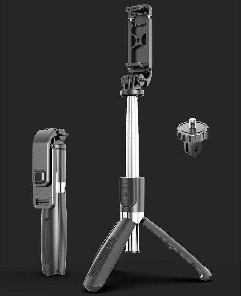 Black L02 Compatible with Apple, Tripod Selfie Stick Mobile Universal Live Triangle Bracket One Bluetooth Selfie Artifact 1363813937495 Print Material