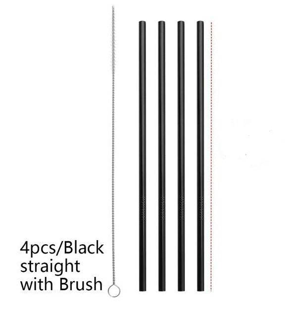 Black STRAIGHT Colourful Reusable Stainless Steel Straws 1406089957784 Print Material