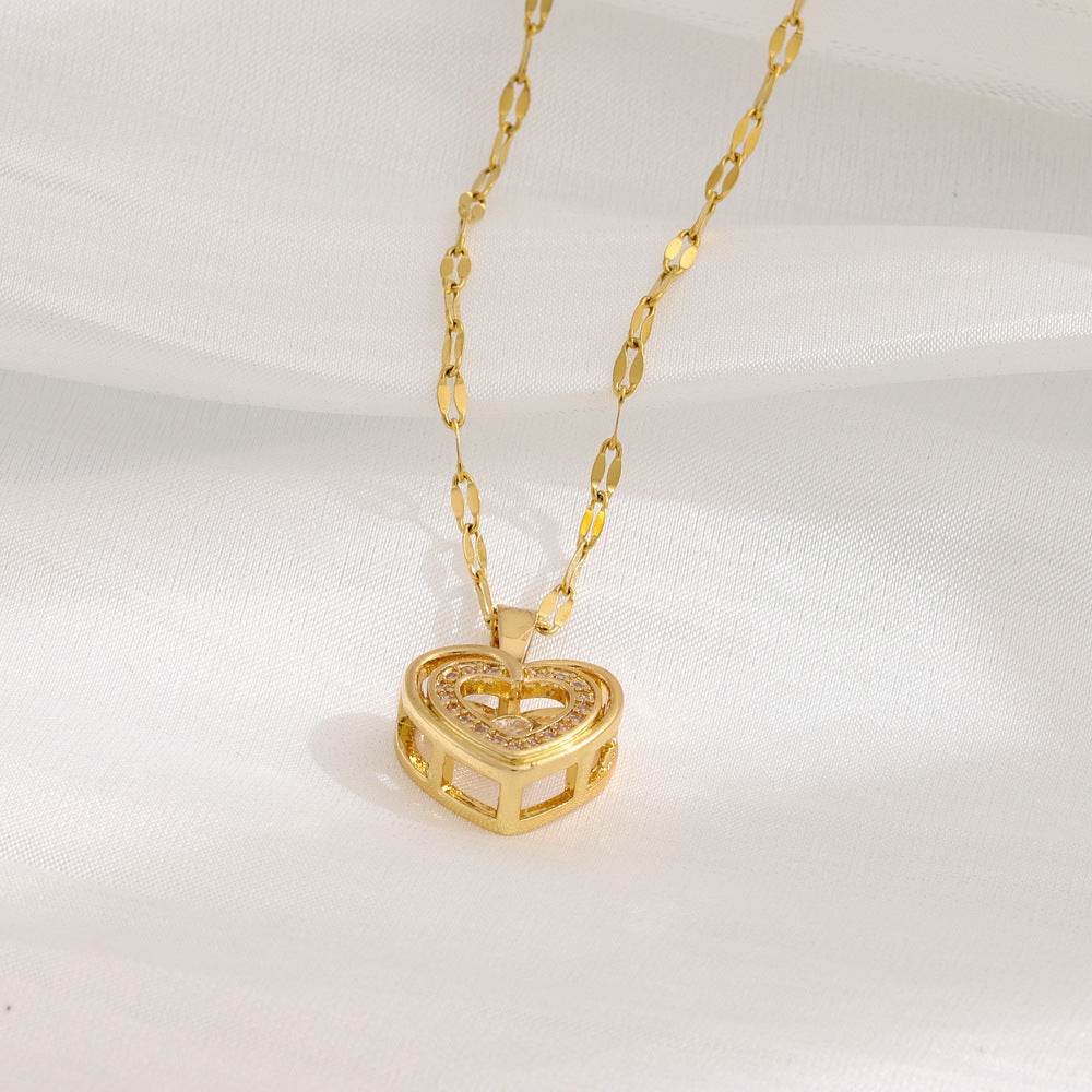 Double-layer Love Necklace With Rhinestones Titanium Steel Pendant Fashion Jewelry Woman Valentines Day Gift 144908f0-c855-45e4-9060-7ee3d2653c20 Print Material