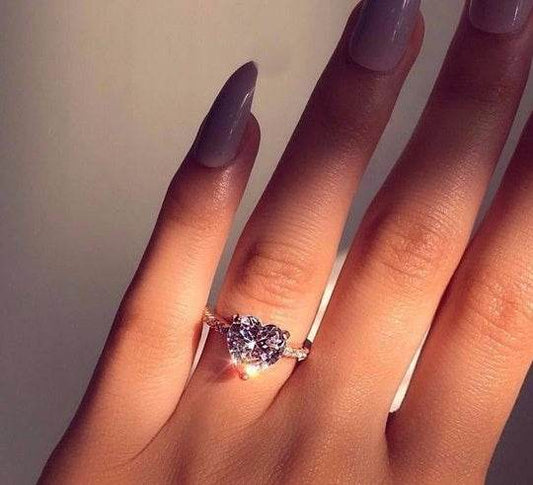 Ins best selling inlaid AAA zircon heart-shaped ring wish new European and American engagement party ring jewelry 14621461728515 Print Material
