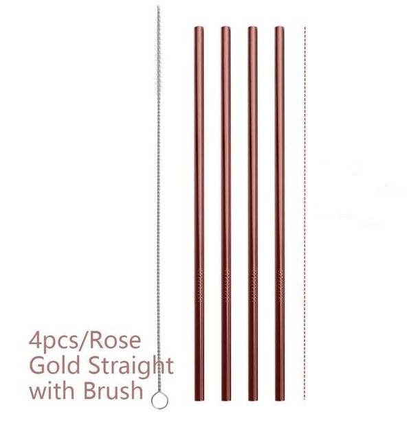 Rose gold STRAIGHT Colourful Reusable Stainless Steel Straws 1504122730560 Print Material