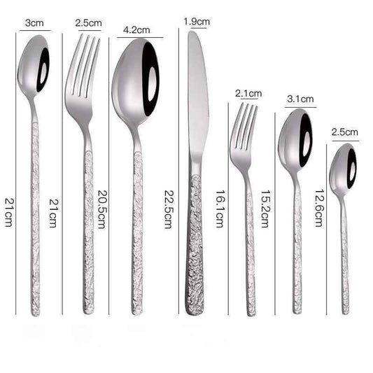Embossed Textured Handle Steak Cutlery – Elegant Western Dining Set 15f76fa7-9ca3-4177-9ea2-825087054bd3 Print Material