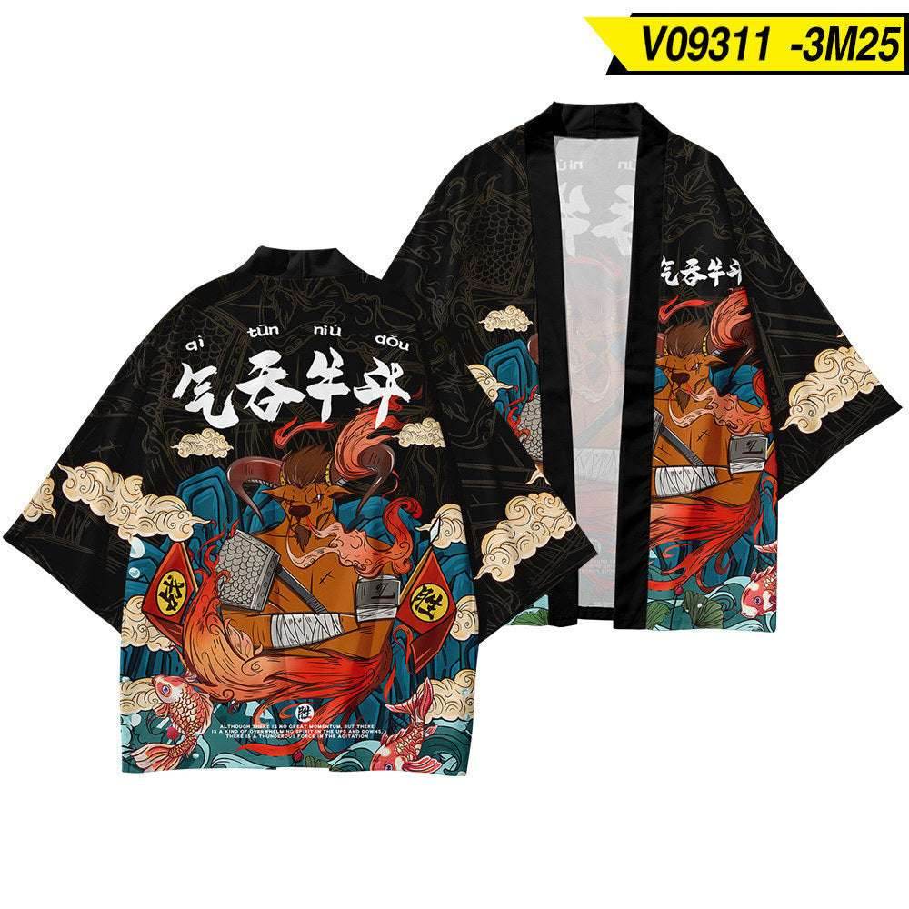 top 2style Men'S Kimono Men'S Three-Quarter Sleeve Cardigan 1619236682560-_7