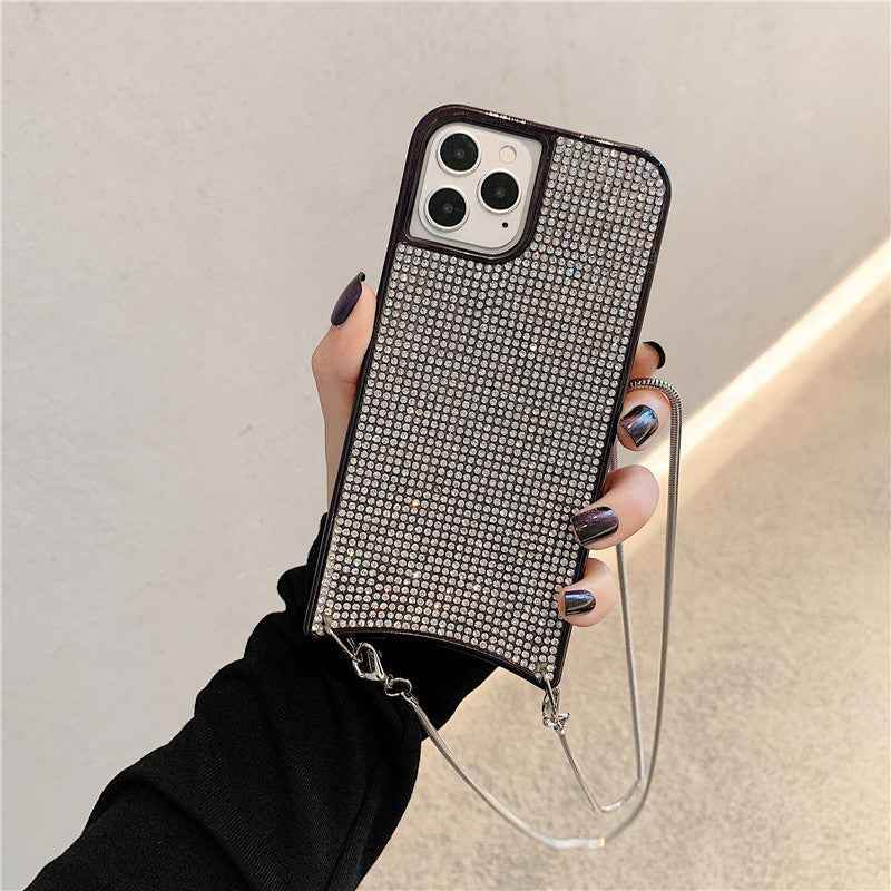 Black Compatible with Apple, Sparkle Glitter Strap Cord Chain Phone Necklace Lanyard Phone Case Carry Cover Hang For iPhone 12 11 Pro XS Max XR X 7 8 Plus 12 1620893230134 Print Material