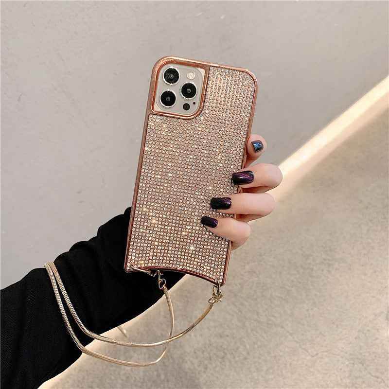 Rose Gold Compatible with Apple, Sparkle Glitter Strap Cord Chain Phone Necklace Lanyard Phone Case Carry Cover Hang For iPhone 12 11 Pro XS Max XR X 7 8 Plus 12 1620893230155 Print Material