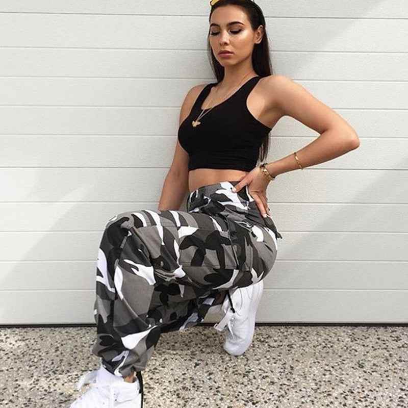 Grey Stylish Camouflage Harem Pants 1621563556889 Print Material
