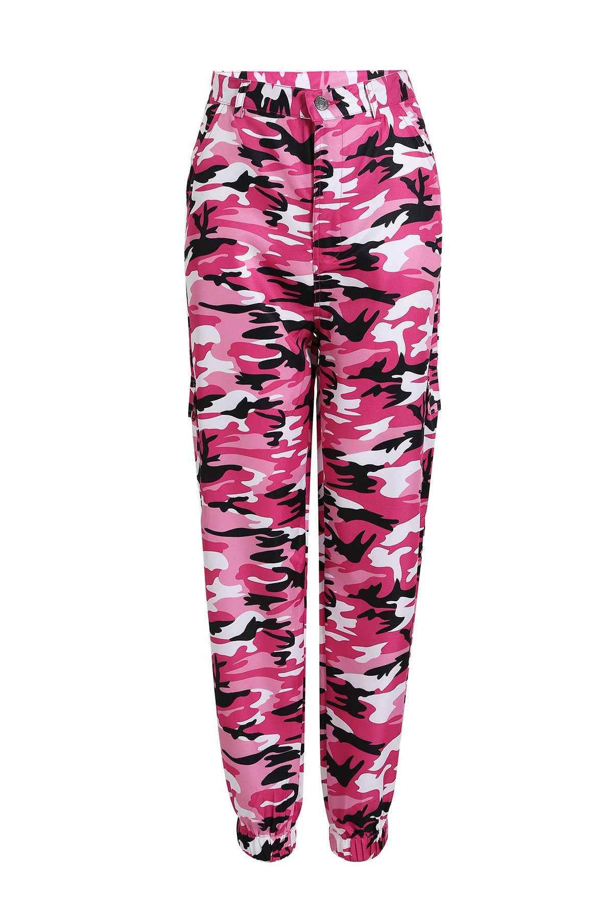 Rose red Stylish Camouflage Harem Pants 1621563556893 Print Material