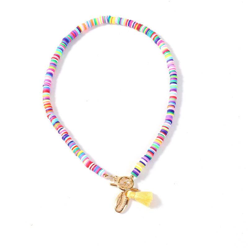 Yellow Bohemian Shell Necklace Female Tassel Wild Sweet Necklace 1728324937234