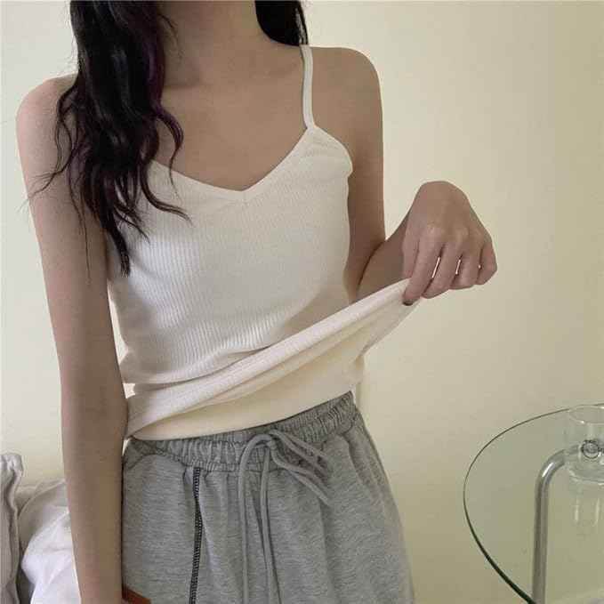 White Slips with Narrow Strap Slim Fit Cotton Thermal Fleece Underwear Tops 1734353628041-9 Womens Thermal Tops