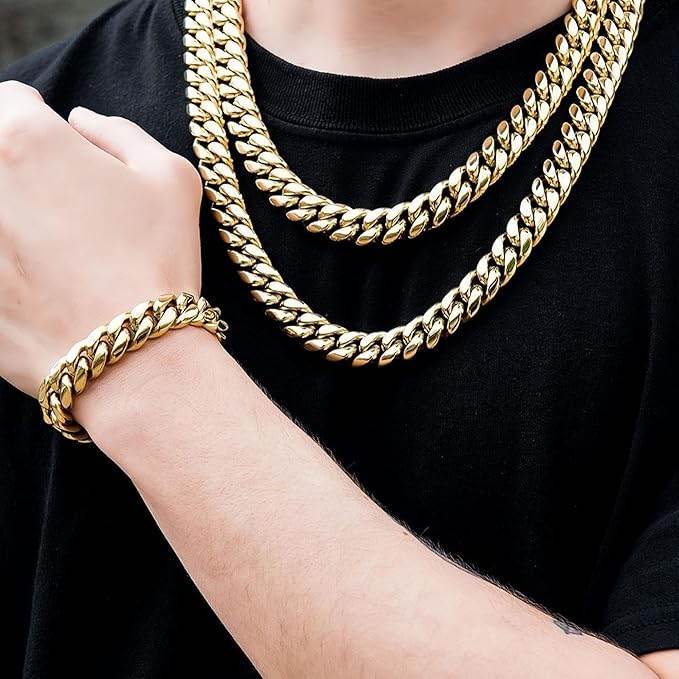 Cuban Link Chain Bracelet 24k Real Gold Plated 1739193263923-3 Mens Bracelets