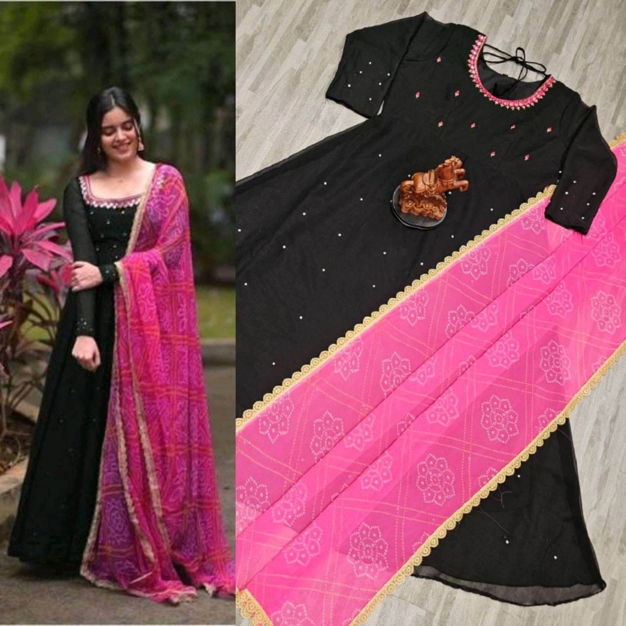 Women'S Solid Georgette Gown Kurta With Dupatta, Long Kurti Ethnic Dress Set For All Occasions 1739258124816-WhatsApp-20Image-202025-02-11-20at-2010-19-14-20AM-20-1-_3 Womens Gown