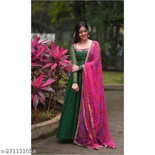 Women'S Solid Georgette Gown Kurta With Dupatta, Long Kurti Ethnic Dress Set For All Occasions 1739258124919-WhatsApp_20Image_202025-02-11_20at_2010.19.12_20AM Womens Gown