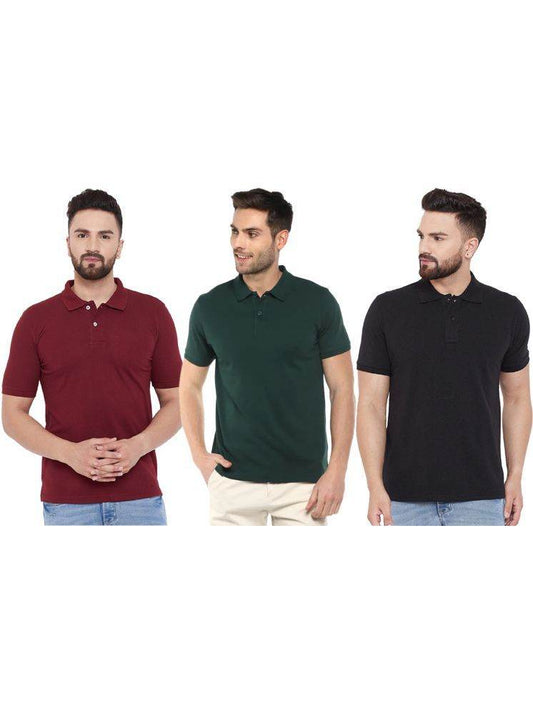 Ketex Cotton Blend Half Sleeves Polo Tshirt (Pack of 3) 1740986564678-65 Mens T-shirts