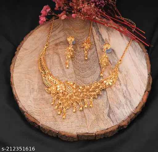 Golden Jewellery Set for Women 1741062018200-10 Womens Jewellery Set