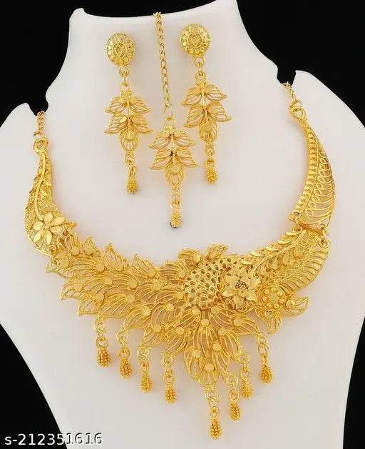 Golden Jewellery Set for Women 1741062018201-13 Womens Jewellery Set