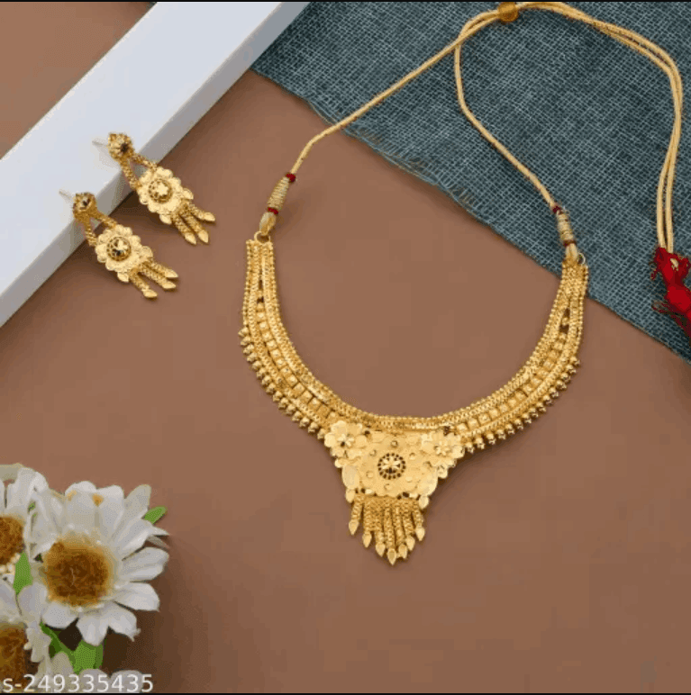 Jewellery Set Grand Look Gold Plated Necklace And Earring Set 1741244428219-15-_3 Womens Jewellery Set