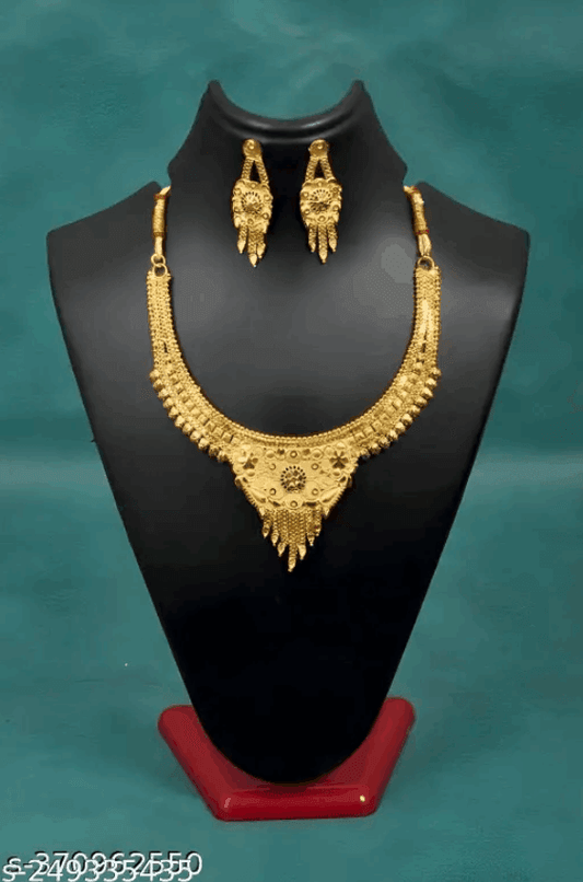 Jewellery Set Grand Look Gold Plated Necklace And Earring Set 1741244428237-14-_2 Womens Jewellery Set