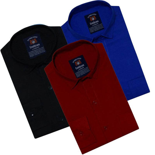 Pack of 3 Plain Shirts 1741352042676-119 Mens Shirts