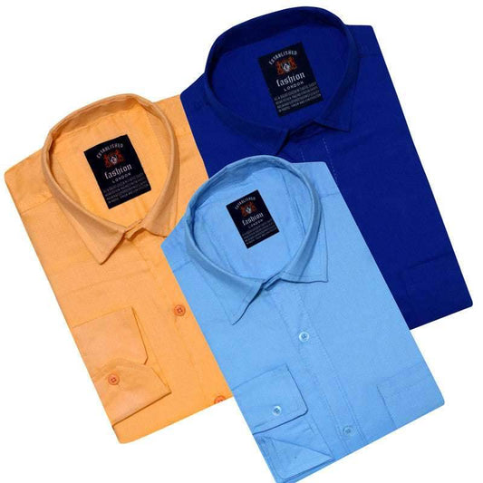 Pack of 3 Plain Shirts 1741352042791-131-_1 Mens Shirts