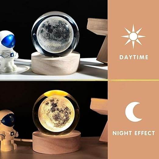 3D Crystal Moon Lamp, Creative Engraved Crystal 1742553313012-1 Table Lamps
