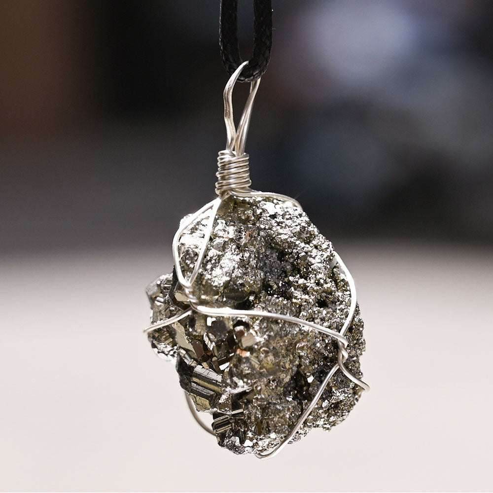 Pendant Around Silver Wire Cross-border Natural Crystal Pyrite Rough Stone Winding Pendant Copper Wire 1f27a188-4c7e-4011-940e-a91a6621a977-_7