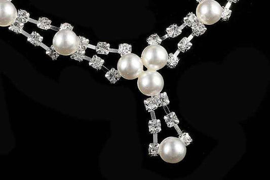 Simple bride jewelry full drill pearl necklace, wedding Rhinestone Necklace, married two sets of women 2254565513_964487297 Print Material