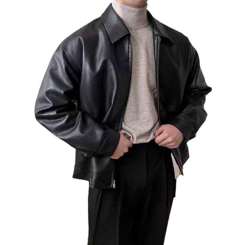Leather Casual Baseball Uniform Motorcycle Jacket 22fab97f-664d-484f-9eeb-3a045e471aa4