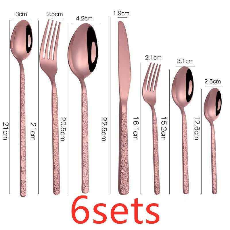 Embossed Textured Handle Steak Cutlery – Elegant Western Dining Set 2a5b69a5-1ec2-4e68-b1b8-4dce813960a8 Print Material