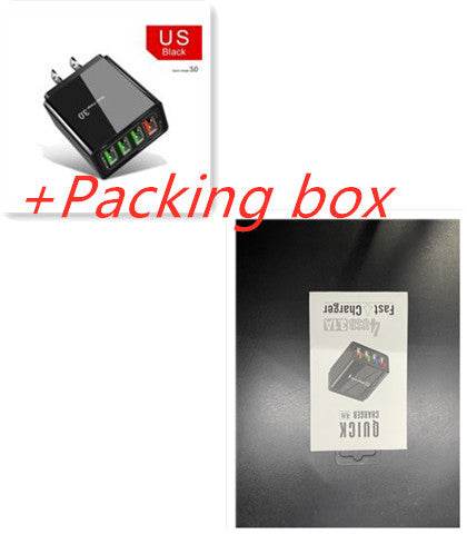 Black Box packaging US plug Illuminated 4USB Mobile Phone Charger 3A Charging Head 3045898d-7228-410e-8402-62aca9feed3f Print Material