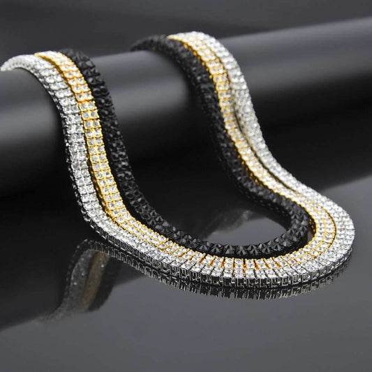 Alloy Diamond 2 Row Hip Hop Necklace 3180280263-856345497-_2 Print Material