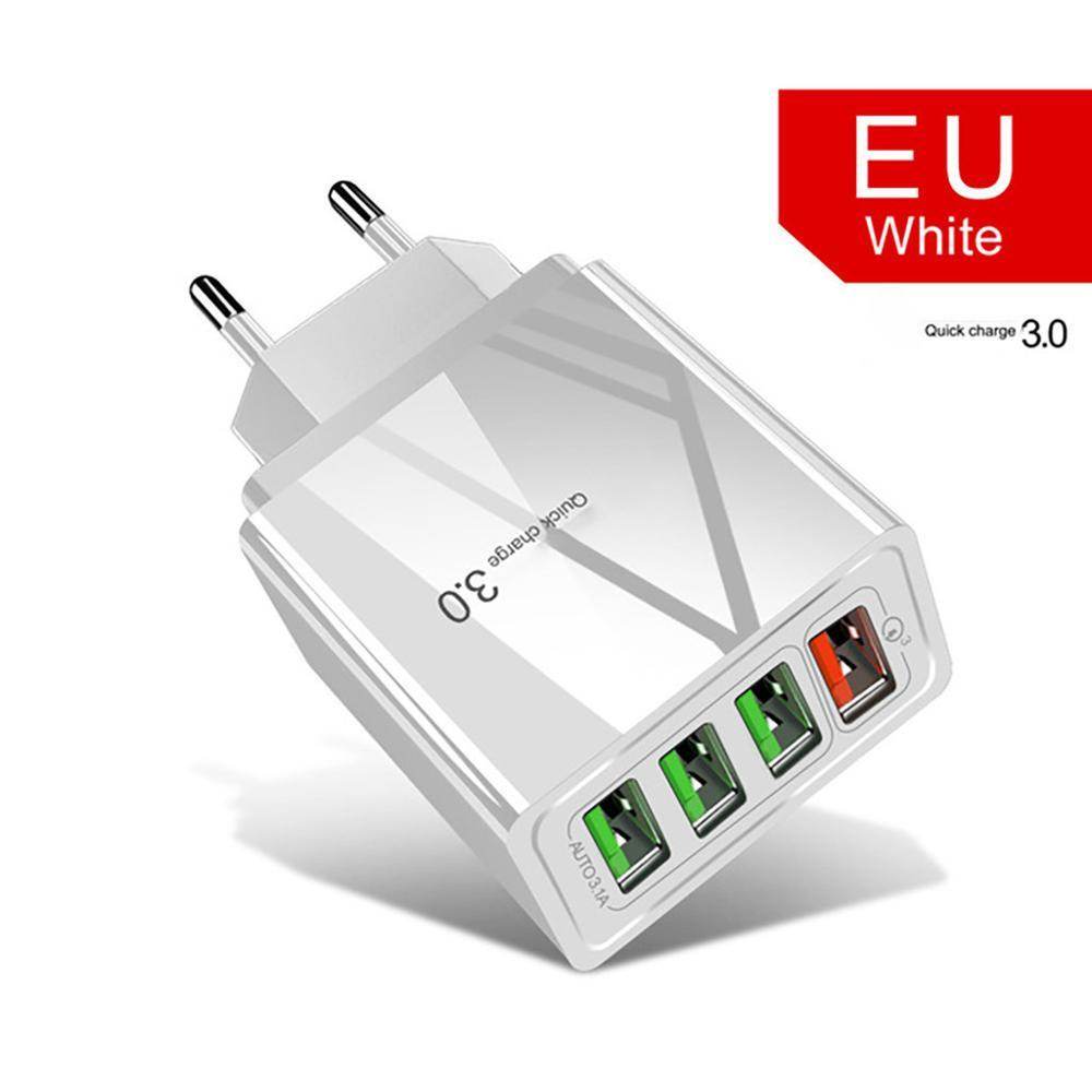 White EU Illuminated 4USB Mobile Phone Charger 3A Charging Head 319105505762 Print Material