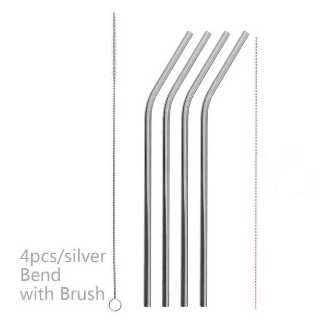 Silver BEND Colourful Reusable Stainless Steel Straws 334504384292 Print Material