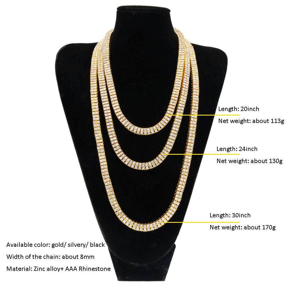 Alloy Diamond 2 Row Hip Hop Necklace 34520490605-_3 Print Material