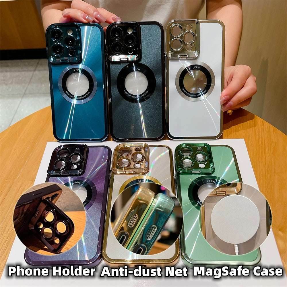 Electroplated Phone Case Luxury Plating CD Pattern Magsafe Bracket Case For 12 13 14 Pro Max Invisible Camera Stand Holder Lens Holder Magnetic Suction 380d4947-06c2-4512-af86-01e00de1f8f3-_7 Print Material