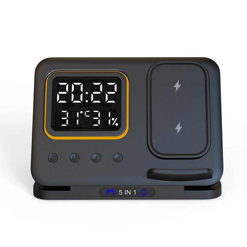 Black 15W Wireless Chargers Stand 5 In1 LED Digital Alarm Clock Fast Charging Dock Station 39824aeb-c08f-450e-86d2-7e6c397f078e
