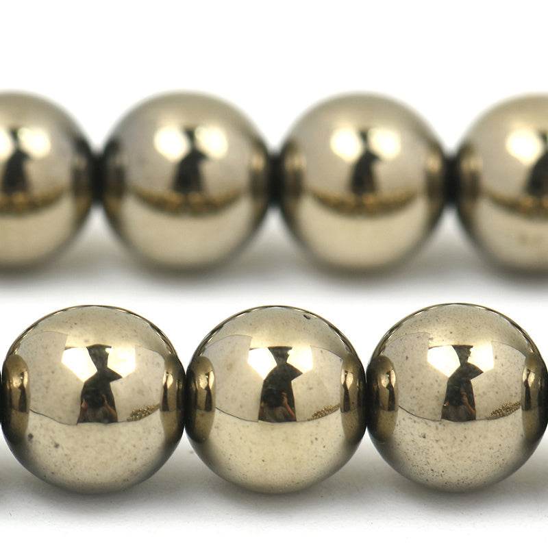 Electroplated Pyrite Glossy Round Beads 3b7f7a00-4896-49dc-be09-a8bf22180be3