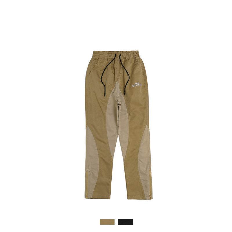 Khaki American High Street Alphabet Embroidered Panel Contrast Track Pants 3e57c5d9-a021-432a-ae63-0a5381955c35 Print Material