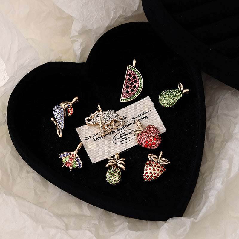 Summer Fruit Wind Watermelon Pendant Elephant Color Zircon Necklace 18K Gold 3ed06e73-bcea-4407-a7a1-5a4671618160-_2