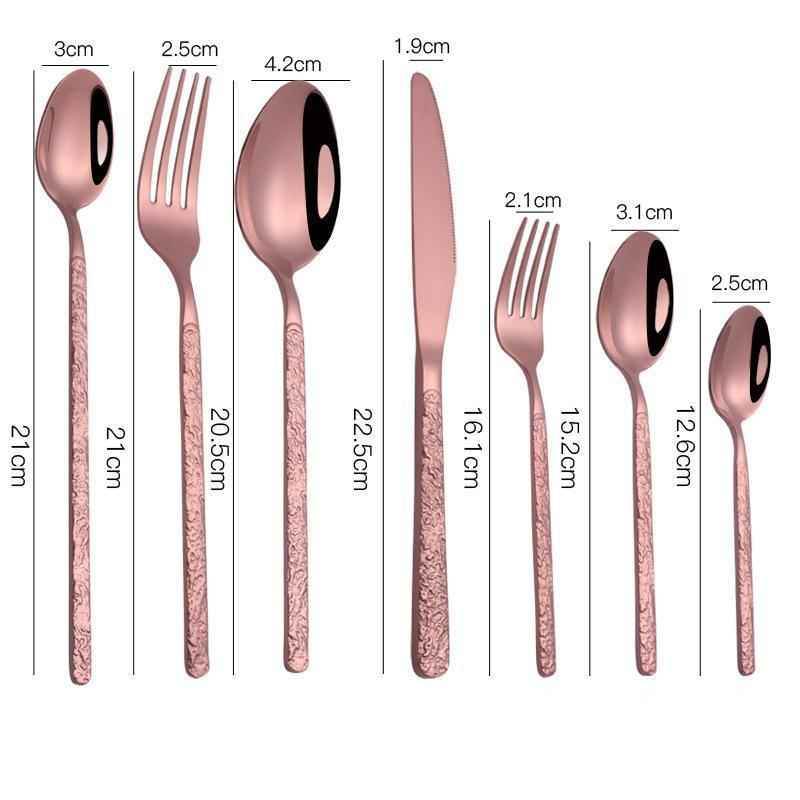 Rose Gold 7PCS Embossed Textured Handle Steak Cutlery – Elegant Western Dining Set 42249ab3-46ba-459a-abe1-68a67dc13952 Print Material