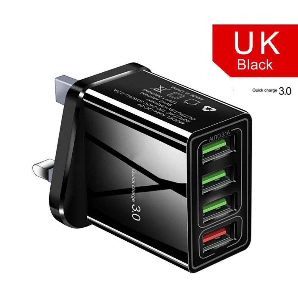 Black UK Illuminated 4USB Mobile Phone Charger 3A Charging Head 436304739032 Print Material