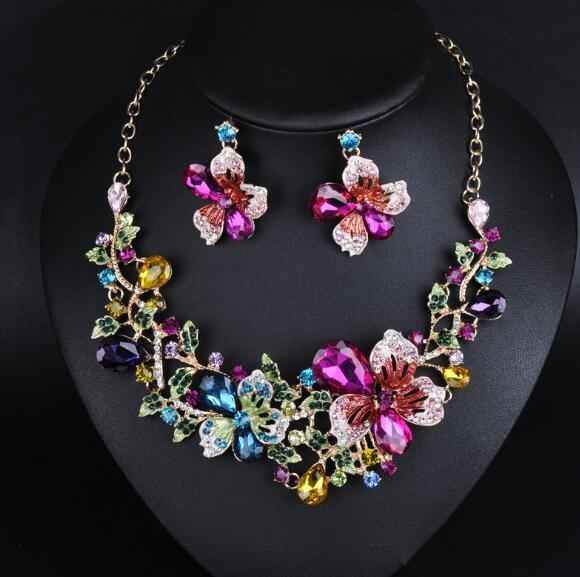 Luxury Floral Crystal Jewelry Set 449996952863 Print Material