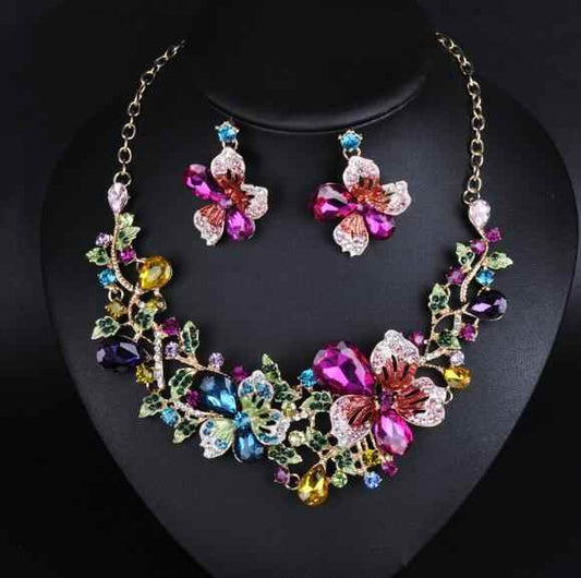 Luxury Floral Crystal Jewelry Set 449996952863 Print Material
