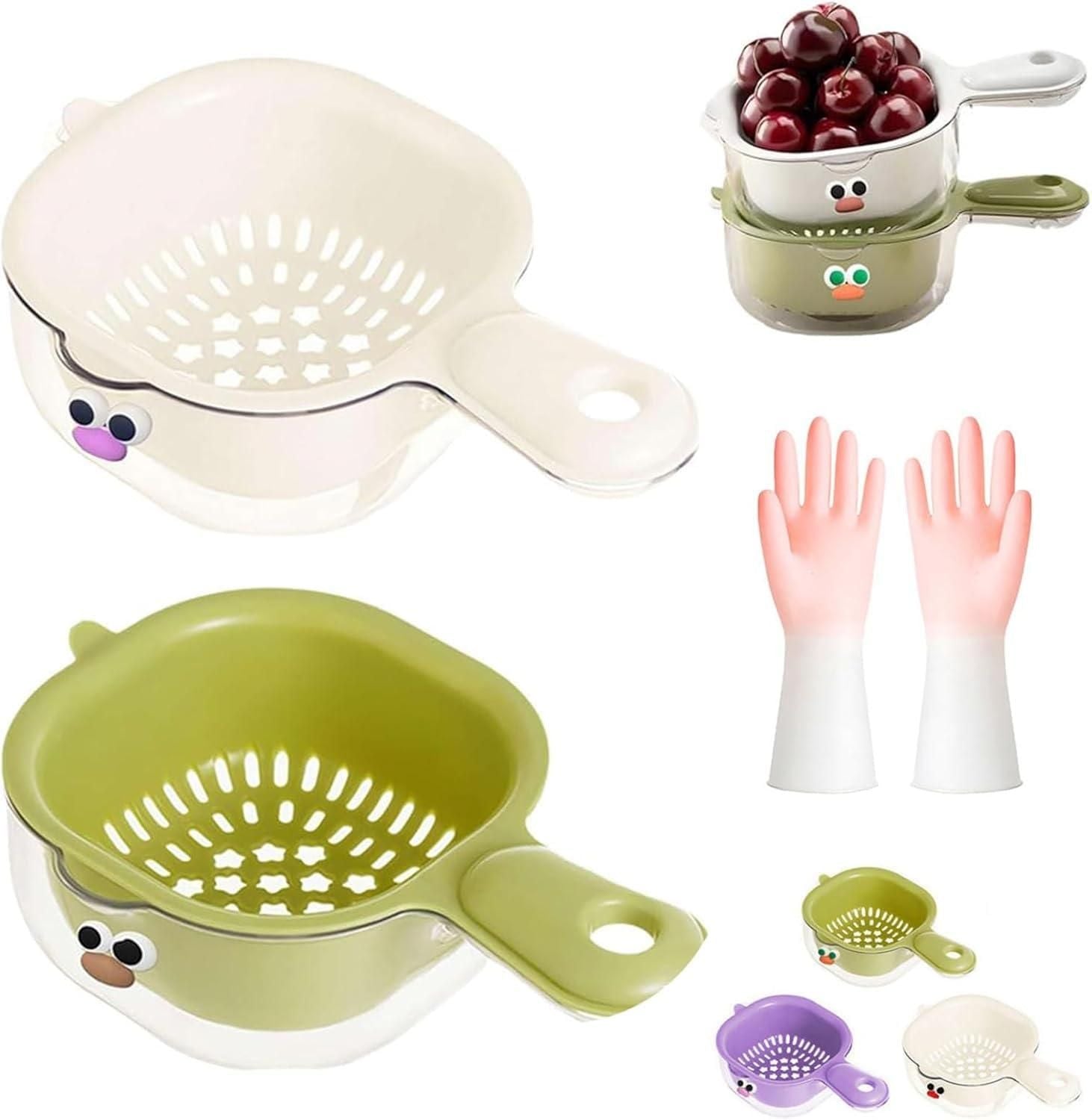 Dual-Layer Veggie &amp; Fruit Draining Basket with Handle – 125ml Capacity 4587136863